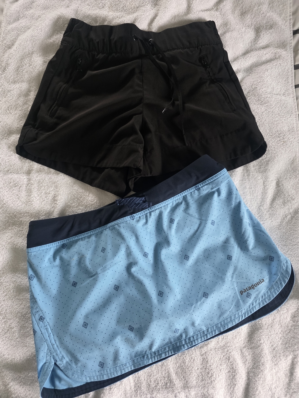 Patagonia Light Blue Printed Athletic Skort + 90°degree By Reflex Black Shorts